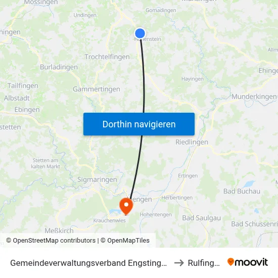 Gemeindeverwaltungsverband Engstingen to Rulfingen map