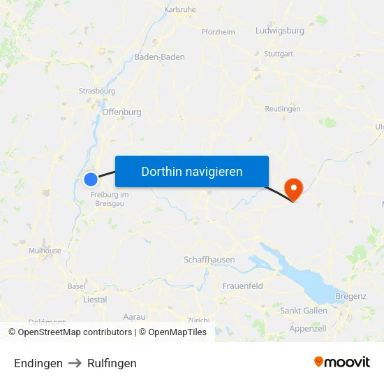 Endingen to Rulfingen map