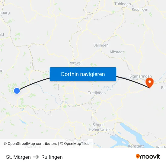 St. Märgen to Rulfingen map
