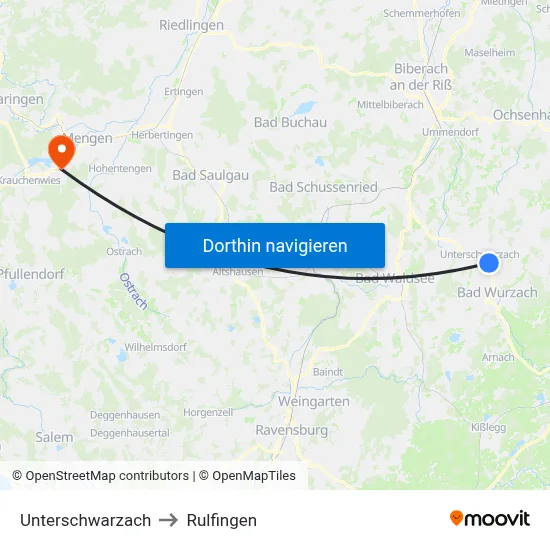 Unterschwarzach to Rulfingen map