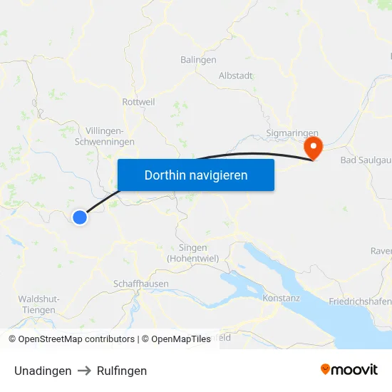 Unadingen to Rulfingen map