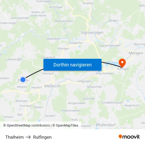 Thalheim to Rulfingen map