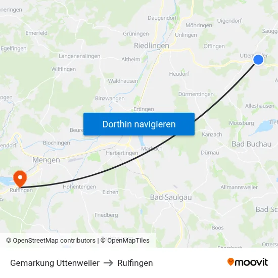 Gemarkung Uttenweiler to Rulfingen map