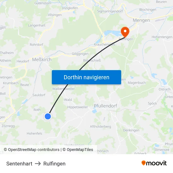 Sentenhart to Rulfingen map