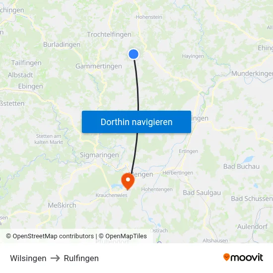 Wilsingen to Rulfingen map