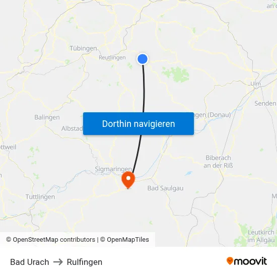 Bad Urach to Rulfingen map