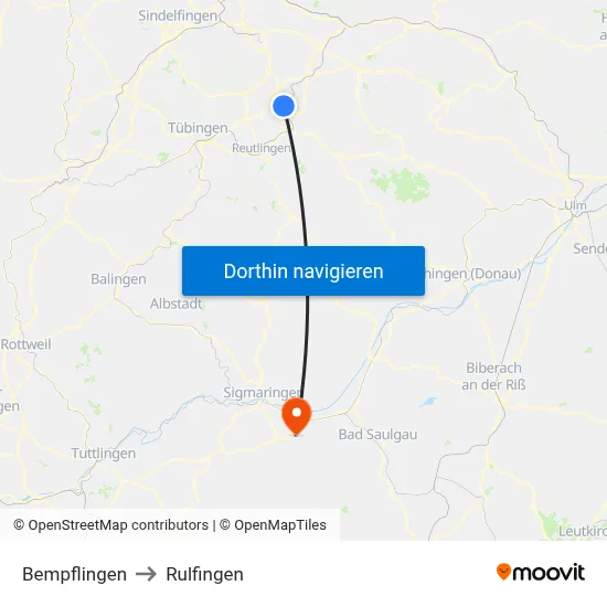 Bempflingen to Rulfingen map