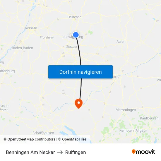 Benningen Am Neckar to Rulfingen map