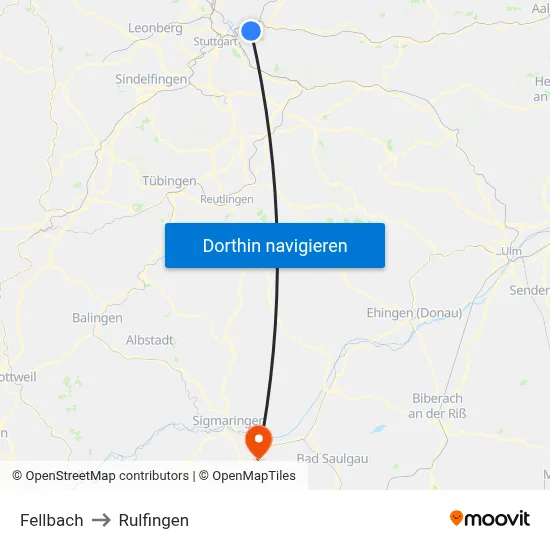 Fellbach to Rulfingen map