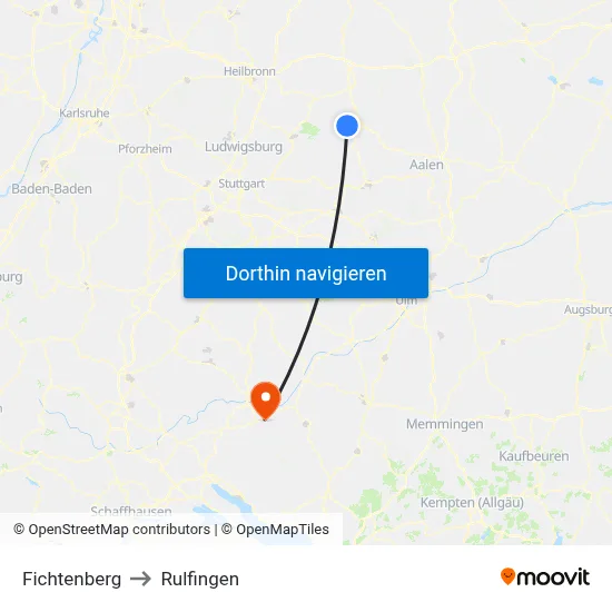 Fichtenberg to Rulfingen map