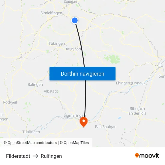 Filderstadt to Rulfingen map