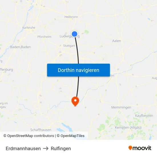 Erdmannhausen to Rulfingen map