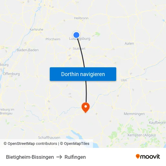 Bietigheim-Bissingen to Rulfingen map
