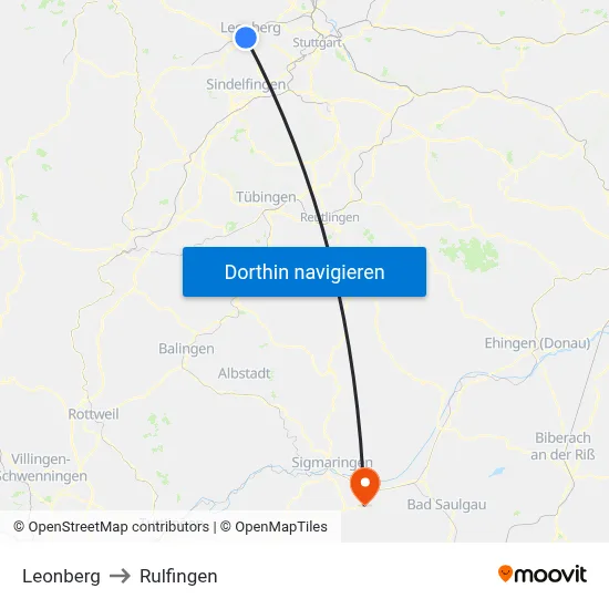 Leonberg to Rulfingen map