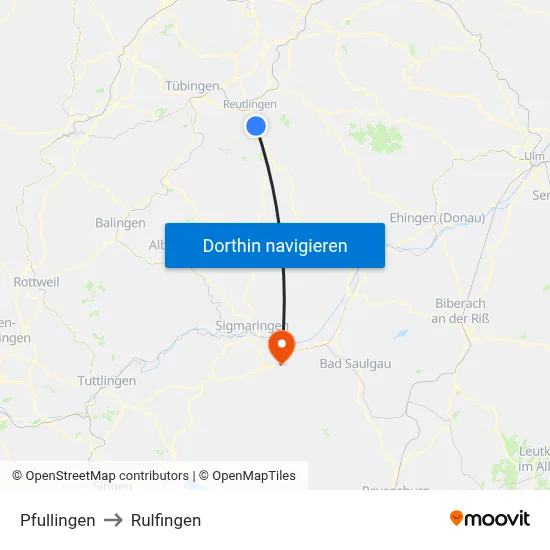 Pfullingen to Rulfingen map