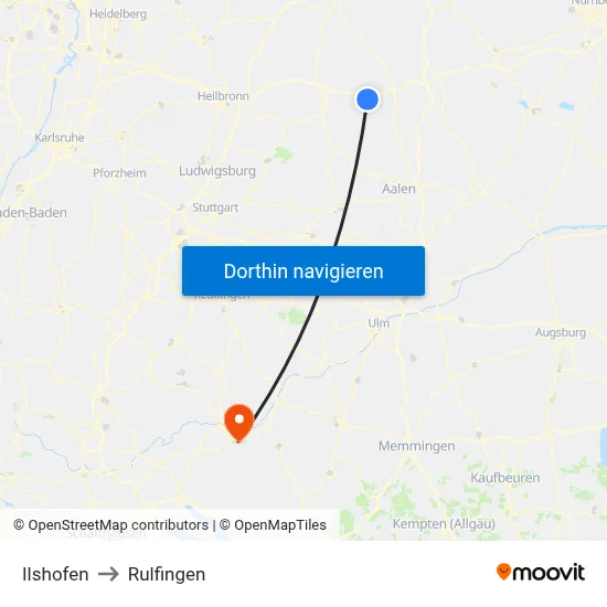 Ilshofen to Rulfingen map