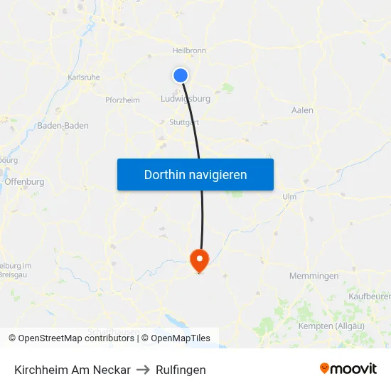 Kirchheim Am Neckar to Rulfingen map