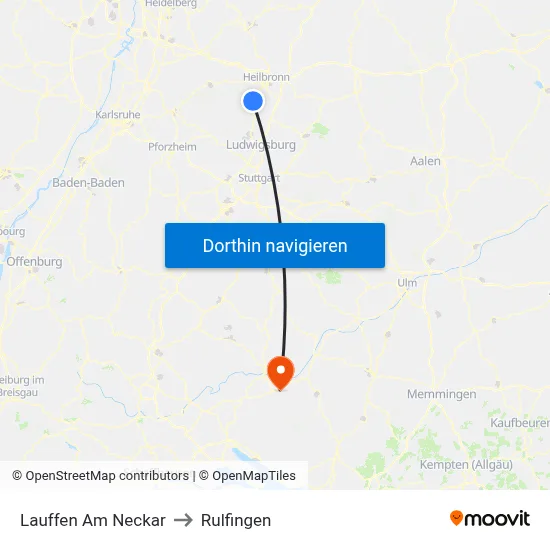 Lauffen Am Neckar to Rulfingen map