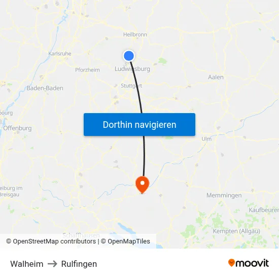 Walheim to Rulfingen map