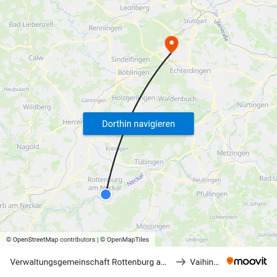 Verwaltungsgemeinschaft Rottenburg am Neckar to Vaihingen map