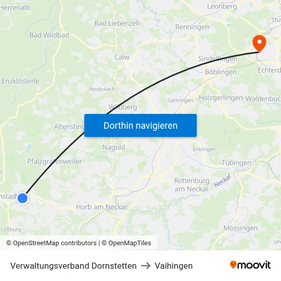 Verwaltungsverband Dornstetten to Vaihingen map