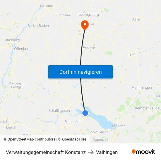 Verwaltungsgemeinschaft Konstanz to Vaihingen map