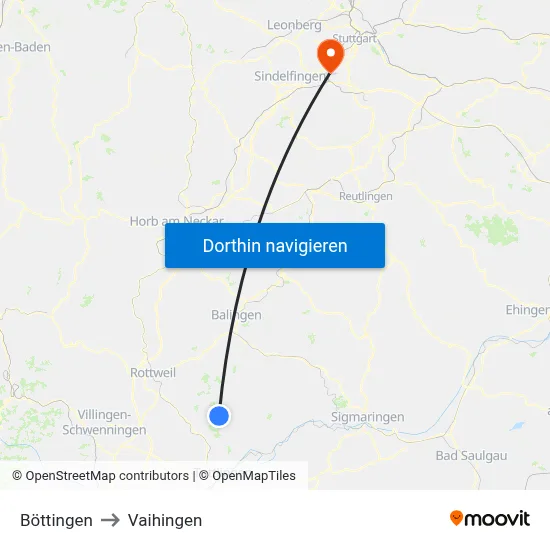 Böttingen to Vaihingen map