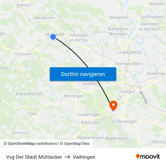 Vvg Der Stadt Mühlacker to Vaihingen map