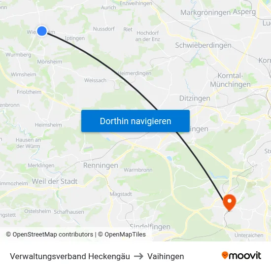Verwaltungsverband Heckengäu to Vaihingen map