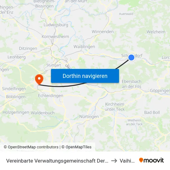 Vereinbarte Verwaltungsgemeinschaft Der Stadt Schorndorf to Vaihingen map