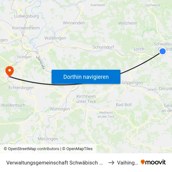 Verwaltungsgemeinschaft Schwäbisch Gmünd to Vaihingen map