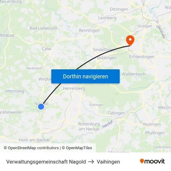 Verwaltungsgemeinschaft Nagold to Vaihingen map