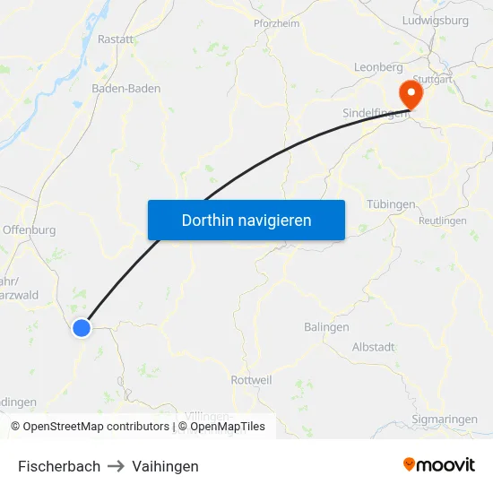 Fischerbach to Vaihingen map