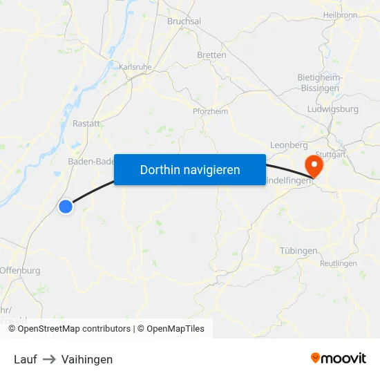 Lauf to Vaihingen map