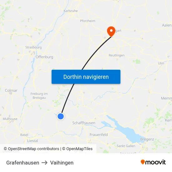 Grafenhausen to Vaihingen map
