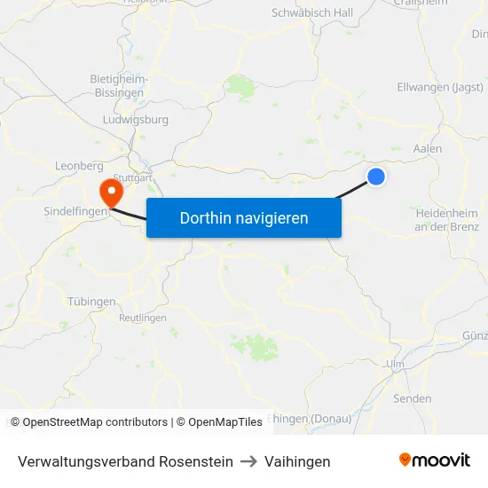 Verwaltungsverband Rosenstein to Vaihingen map
