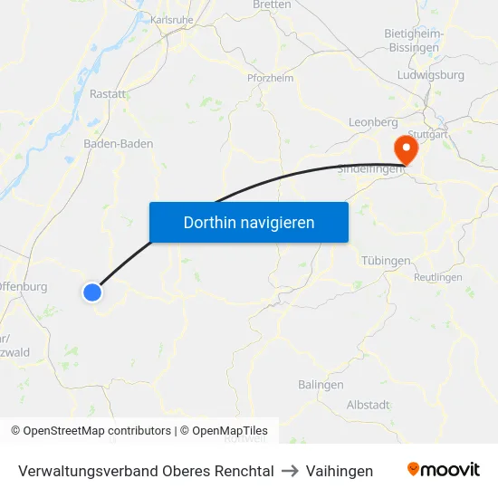 Verwaltungsverband Oberes Renchtal to Vaihingen map