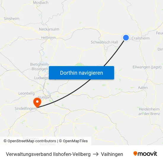 Verwaltungsverband Ilshofen-Vellberg to Vaihingen map