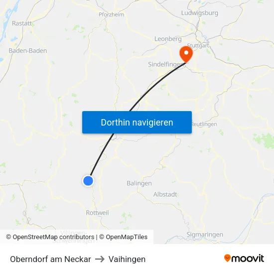 Oberndorf am Neckar to Vaihingen map