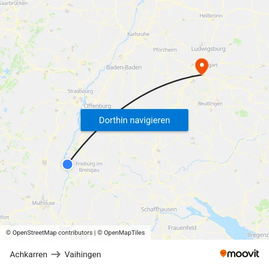 Achkarren to Vaihingen map