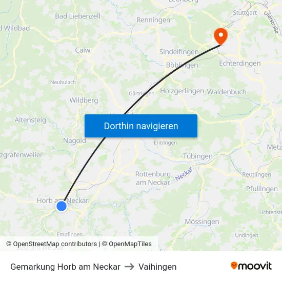 Gemarkung Horb am Neckar to Vaihingen map
