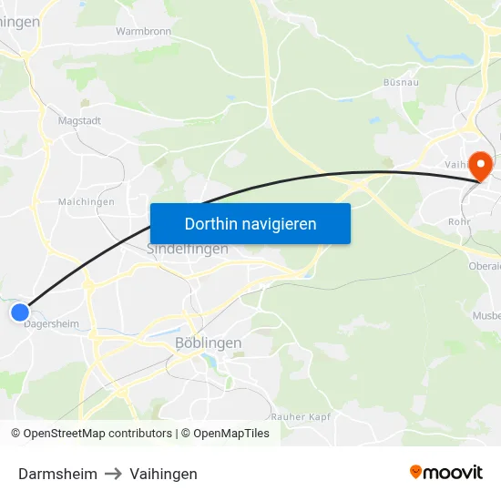 Darmsheim to Vaihingen map