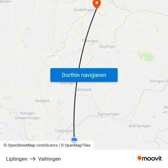 Liptingen to Vaihingen map