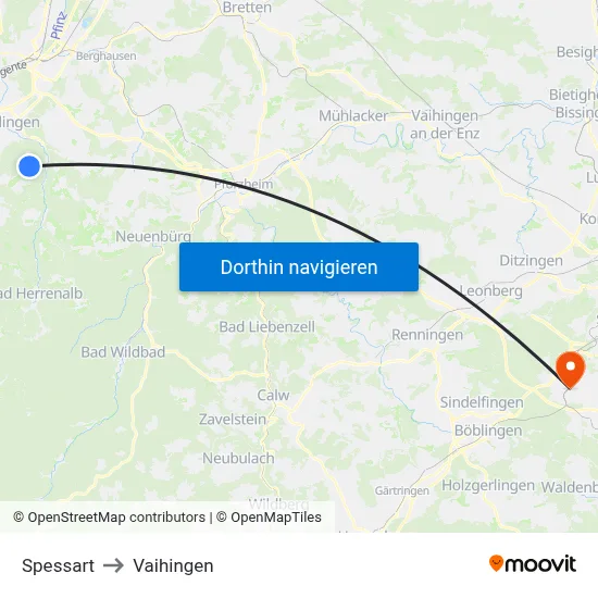 Spessart to Vaihingen map