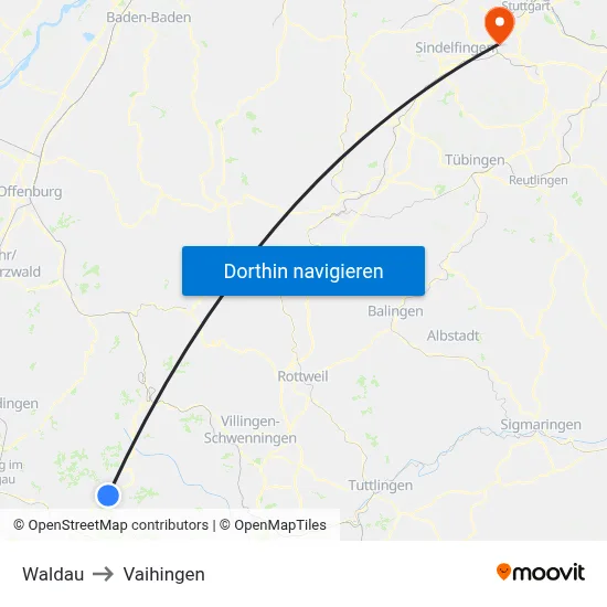 Waldau to Vaihingen map