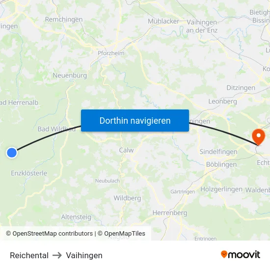 Reichental to Vaihingen map