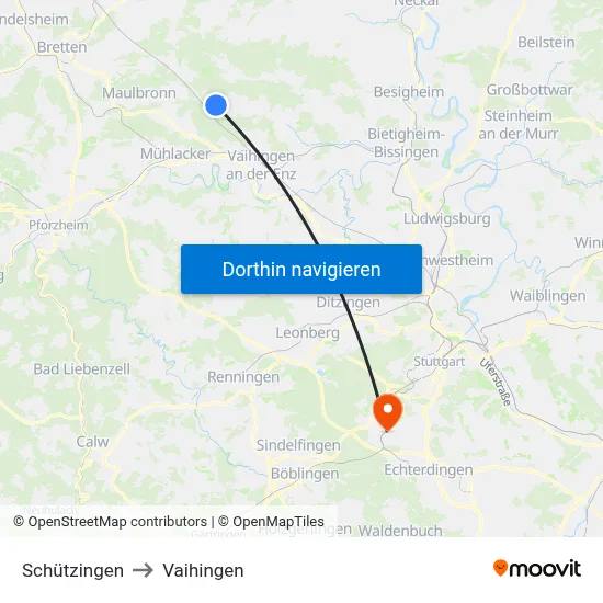 Schützingen to Vaihingen map