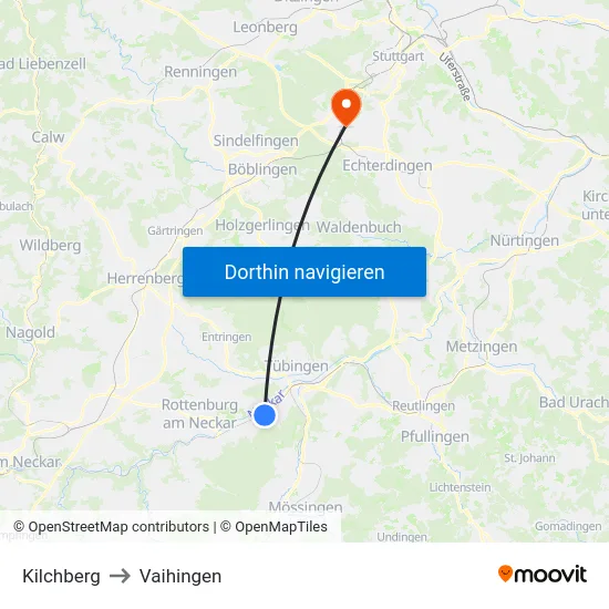 Kilchberg to Vaihingen map