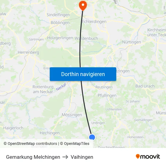 Gemarkung Melchingen to Vaihingen map