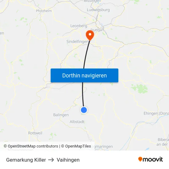 Gemarkung Killer to Vaihingen map